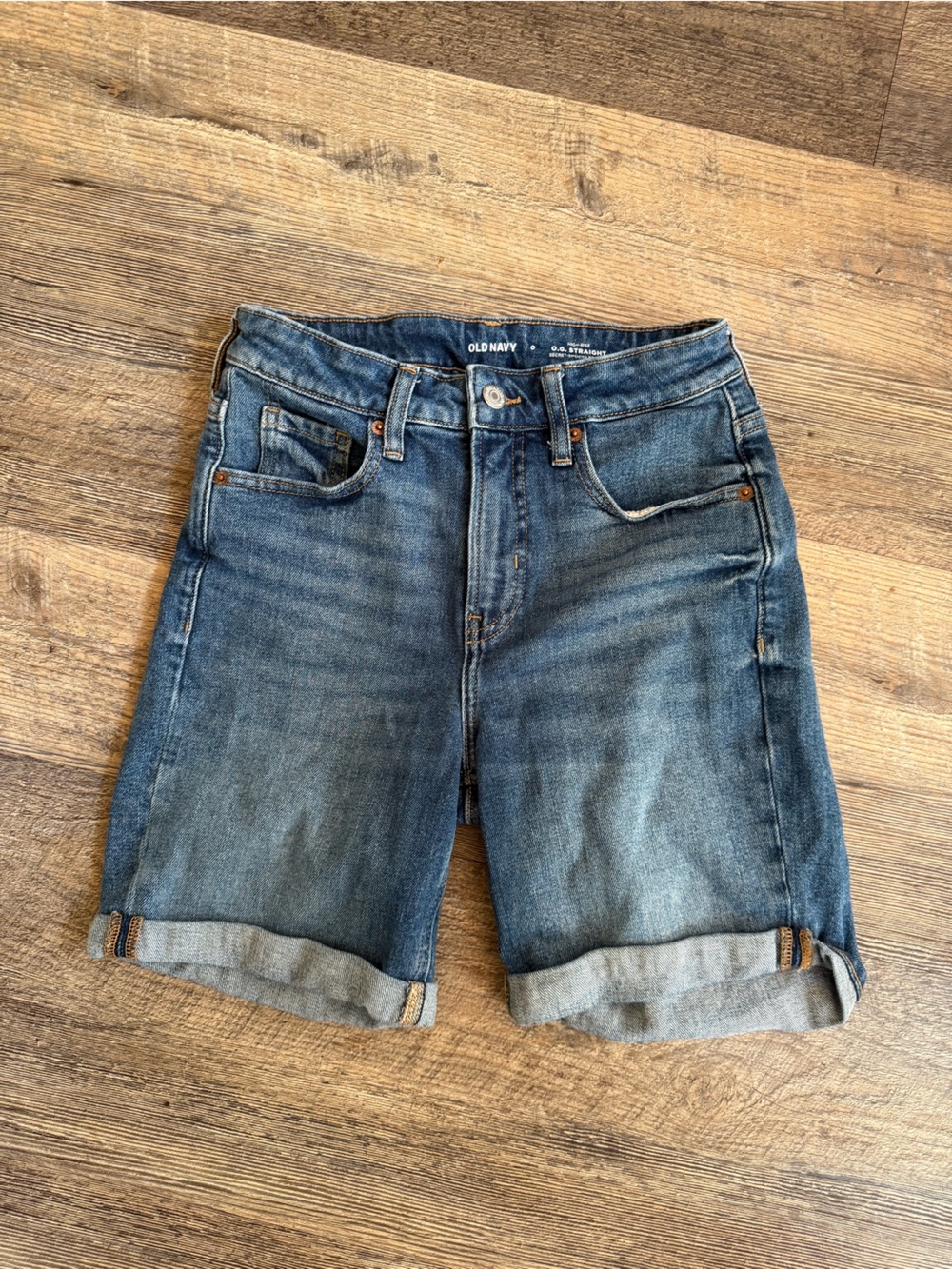 Old Navy Medium Blue Denim Cuffed Jean Shorts